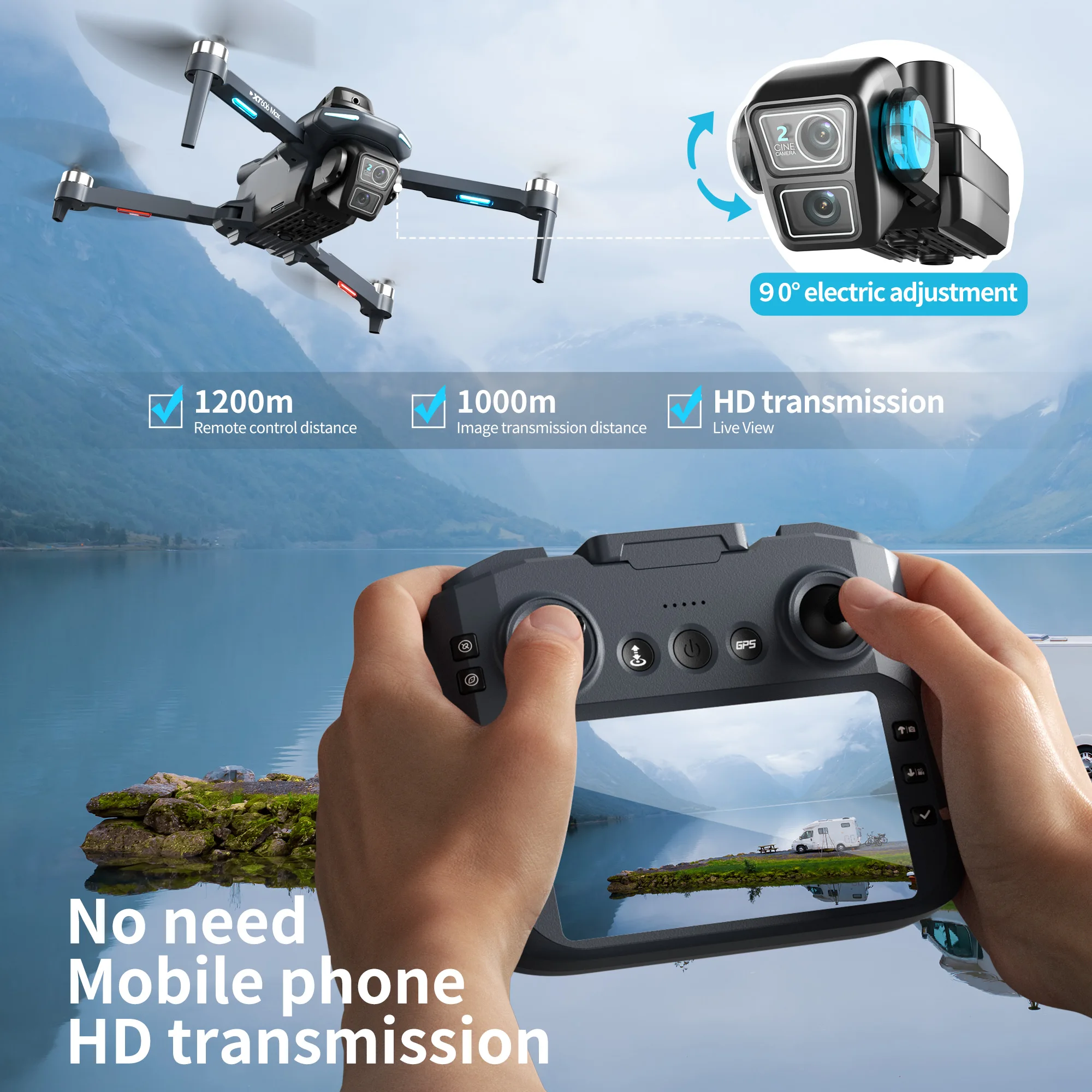 طائرة بدون طيار XT606 الأصلية  - مراجعة Drone Gps Mount وسعره